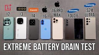 iQOO 13 / iPhone 16 / 16 Pro Max / OnePlus 12 / Xiaomi 14 / Fold 6 / S24 Ultra - Battery Drain Test