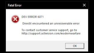 Dev error 6071 fix