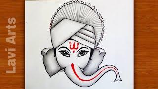 How to draw lord Ganesha Easy (Tutorial) | Vinayak drawing | Lavi Arts | Pencil Sketch