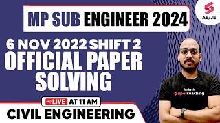 MP Sub Engineer 2024 Civil Engineering | Previous Year Paper| By Vaibhav Sir