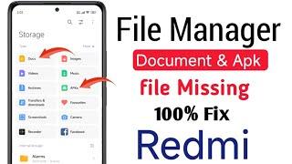File manger Document & apk file missing in redmi | file manger mein document nahi dikh raha