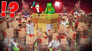 RAID 1000 BLOODY MUTANT VILLAGERS APOCALYPSE vs JJ and Mikey in Minecraft - Maizen