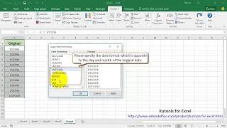 How to swap or reverse day and month of date in Excel?