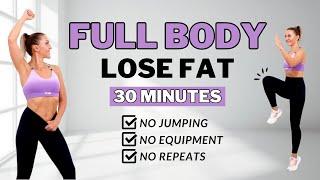 30 Min Full Body Fat Burn HIIT (NO JUMPING)Ab, Core, Arm, Back, Leg, Thigh & CardioALL STANDING