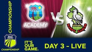  LIVE WI Academy v Guyana - Day 3 | West Indies Championship 2024 | Friday 23rd February