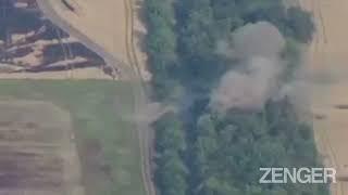 Ukrainian Tank Crews Destroy Russian Artillery Hidden Among Trees