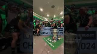 Northampton Saints celebrations in the changing rooms
