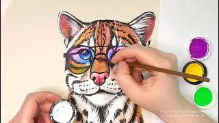 Ocelot Vibe: Handpainted Art on T-shirt | Acrylic Mastery | Кастом футболки – оцелот #Handpainted