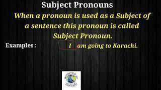 Subject Pronoun in English | what is subject pronoun | define subject pronoun