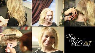 Tyche - Pt 1: Cute Blonde Gets a Angled Bob Cut (Free Video)