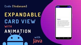 Expandable Card View with Animation in android studio | #java #cardview #android #animation