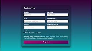 Responsive Registration Form in HTML & CSS