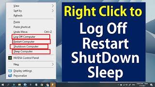 Restart, Shutdown, Sleep, Log Off Your Computer from Right Click