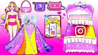 Pink Rapunzel Social Network Dresses Super Star | Nursery Paper DIY | Woa Doll American Kids