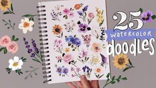 25 Watercolor Floral Doodles for When You’re Bored and Don’t Know What to Paint