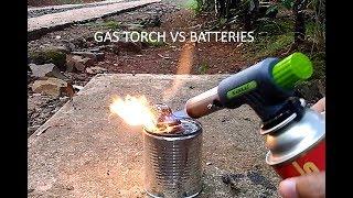 Gas Torch Vs Electrolytic Capacitors, AA Battery, and Phone Battery