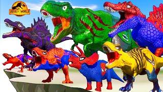 ALL Super Hero Dinosaurs Pack vs Color Pack Dinosaurs Battle in Jurassic World Evolution