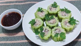 Món chay ngon|Khổ qua nhồi nấm/bitter melon stuffed with vegetarian mushrooms|Tomu food