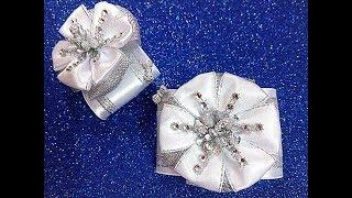 Новогодняя снежинка резинка из лент канзаши/ DIY Kanzashi Christmas Snowflake