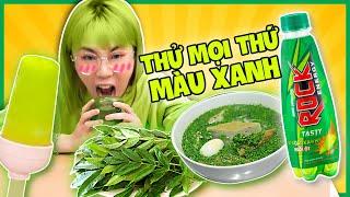 Misthy ăn mọi thứ màu xanh lá cây. Kem đá xoài chấm muối ớt cực đỉnh?! FOOD CHALLENGE