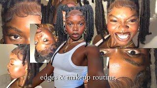 my everyday makeup and edges routine | how i get perfect edges *tutorial*