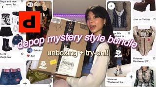 honest DEPOP mystery style bundle haul | unboxing + try-on!