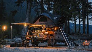 Ep. 10: Escaping Daily Stresses - Lake Camping & Campfire [Relaxing, ASMR, Truck Camping]