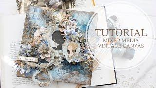 Mixed Media Vintage Canvas "Don't waste time". Tutorial | Scrapbooking