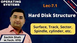 L7.1: Disk Structure in OS | What is Surface Track Sector Cylinder in Disk