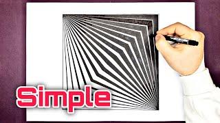 How to Draw a Simple Square Optical illusion Pattern | Geometric Artwork