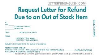 Request Letter For Refund Due To An Out Of Stock Item