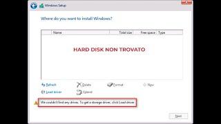 Lenovo NO HDD FOUND durante installazione Windows 10. Nessun Hard Disk trovato. Risolto!