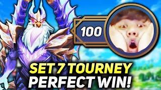 PERFECT GAME MR 100 HP IN FIRST SET 7 TOURNEY!! | Teamfight Tactics PBE