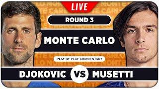 DJOKOVIC vs MUSETTI • ATP Monte Carlo 2024 • LIVE Tennis Play-by-Play Stream