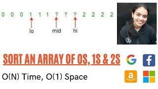 Sort an array of 0s, 1s and 2s GeeksforGeeks || Adobe Amazon Microsoft Coding Question || Easy
