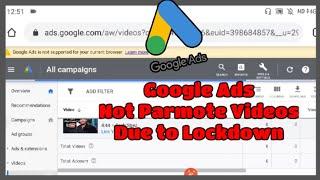 Google Ads not Parmote your YouTube video due to lockdown