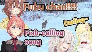 Botan Laugh Really Hard at Watame Fish-calling song and They all Meet Wild Fubuki!!! with Korone Lui