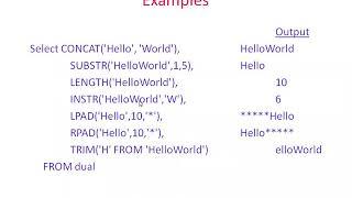 Oracle DB- Single Row Function