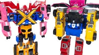 MiniForce 8 Car Robots Transforms into 2 Super Sized Robots