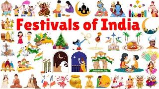 Festivals of India | Festivals names with pictures |  Types of festivals | festivals vocabulary 🪔 