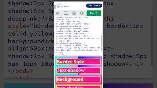 Border-style,Box-shadow, text-shadow, and background||CSS||#effects #shadow #trending #viralshort.