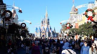 Magic Kingdom 2024 Walkthrough w/ Christmas Decorations in 4K | Walt Disney World December 2024