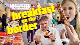 Breakfast market on the CHINA - NORTH KOREA BORDER!!