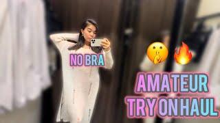 [4K] Try on haul | Transparent Cashmere Dress | Natural Asian girl review