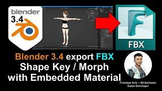 Blender 3.4 export FBX with embeded Material Texture - Tutorial