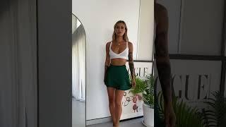 Sasha Flared Mini Skirt Emerald #fashion #girl #love #shorts #reels #tiktok #hot #paris