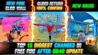 TOP 15 BIGGEST CHANGES IN FREE FIRE AFTER OB40 UPDATE | FREE FIRE NEW OB40 UPDATE | FREE FIRE MAX