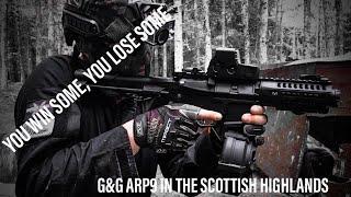 You win some, You lose some. Airsoft gameplay using a G&G ARP9 and drum mag in the Highlands