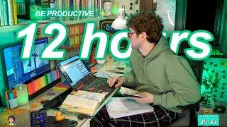 STUDY WITH ME LIVE | 12 HOURS  Harvard Alumnus, Chill Work With Me, Rain Sounds, Pomodoro Timer