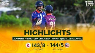 ACC Men's Premier Cup | Nepal vs Malaysia | Highlights